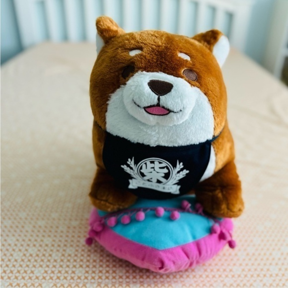 Faithful Dog Mochishiba Sukutto Big Plush with Suzume-san Okaka Brown 35cm Japan